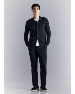 Mango Fine Knit Comfort Stretch Cardigan - Blue