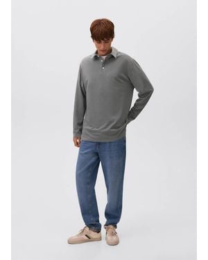 MANGO TEEN Cotton Basic Polo Shirt - Grey