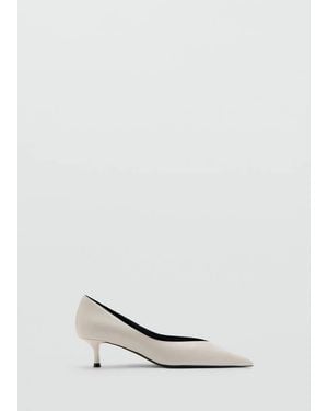 Mango Kitten Heel Pointed Toe Shoe - White