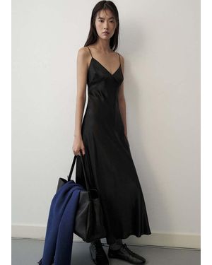 Mango Silk V-Neck Dress - Blue