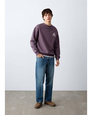 MANGO TEEN Printed Cotton Sweatshirt - Purple