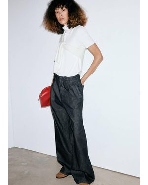 Mango Barrel-Leg Denim Trousers - White