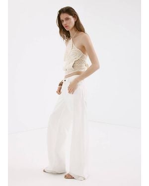 Mango Crochet Floral Top - White