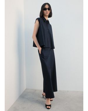 Mango Camicia Cotone Senza Maniche - Blu