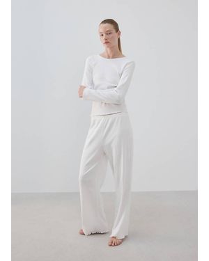 Mango Two-Piece Openwork Cotton Pyjamas - White