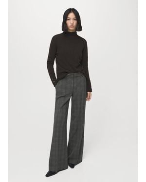 Mango Pantaloni Completo Wide Leg Quadri Grigio