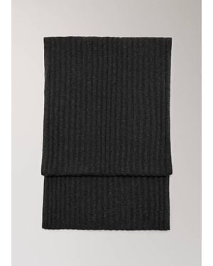 Mango Écharpe Côtelée En Cachemire Gris Anthracite - Noir