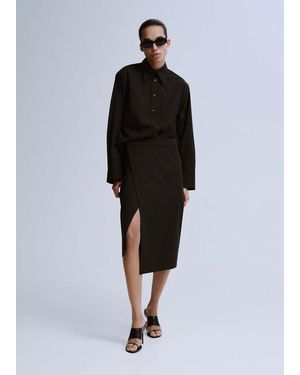 Mango Slit Wrap Skirt - Black