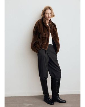 Mango Leather High Boots - Brown