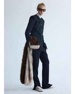 Mango Pinstripe Suit Trousers - Blue