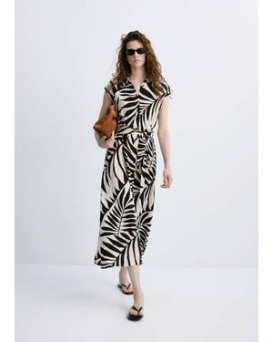 Mango Printed Shirt Dress - White