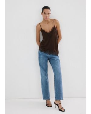 Mango Matilda Medium-Rise Straight-Fit Jeans - Blue