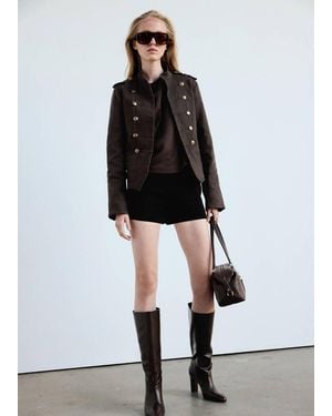 Mango Giacca Denim Collo Fascia Cioccolato - Nero