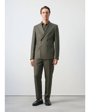 Mango Amalfi Slim Fit Double-Breasted Blazer - Green