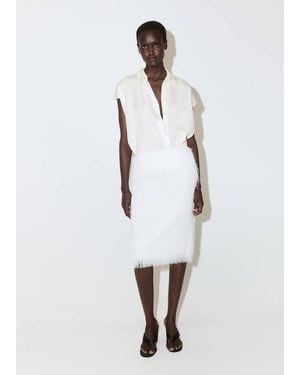 Mango Short-Sleeved Lyocell Shirt - White