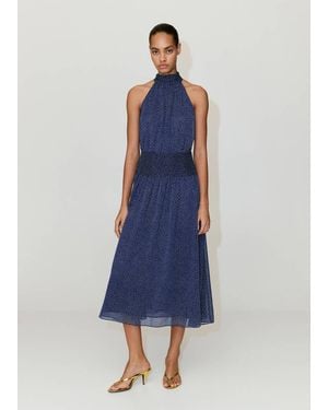 Mango Halterkleid Mit Polka-Dots - Blau
