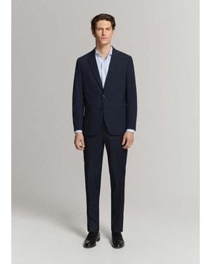 Mango 100% Cotton Slim-Fit Suit Shirt - Blue
