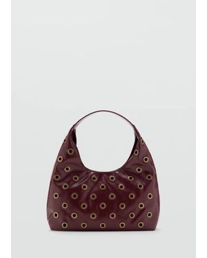 MANGO TEEN Studded Tote Bag - Purple