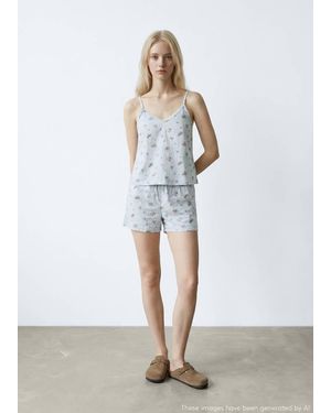 MANGO TEEN Floral Cotton Pyjamas - White