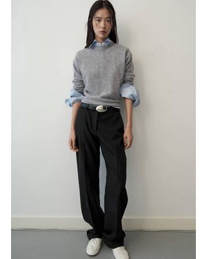 Mango 100% Brushed Wool Jumper - Grey
