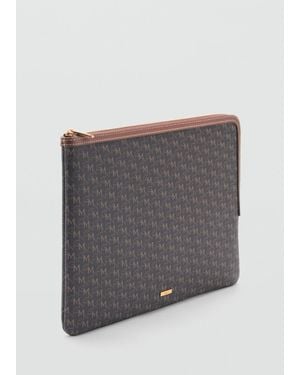 Mango Custodia Laptop Stampa Logo Marrone - Grigio
