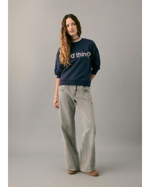 MANGO TEEN Glitter Message Sweatshirt - Blue