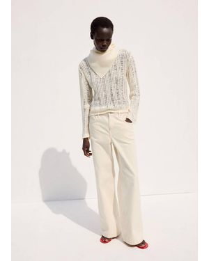 Mango Mid-Rise Straight Jeans - Natural