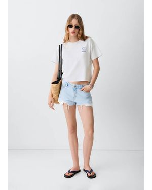 MANGO TEEN Printed Cotton-Blend T-Shirt - White