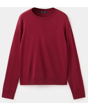 Mango Fine-Knit Crew-Neck Jumper - Red