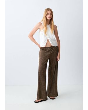 MANGO TEEN Straight-Fit Knitted Lurex Trousers - White