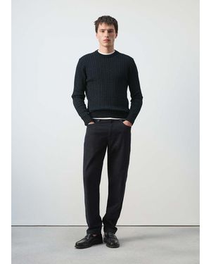Mango 100% Cotton Cable Knit Jumper - Black