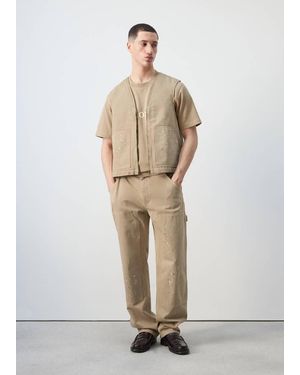 Mango Splatter Effect Denim Waistcoat - Natural