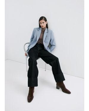 Mango Suede Block-Heel Boots - Brown