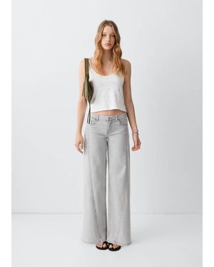 MANGO TEEN Low-Waist Wide-Leg Jeans - White