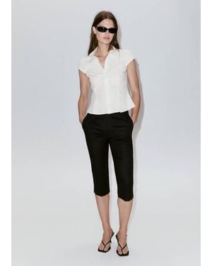 Mango Camicia Maniche Corte Avvitata Bianco Sporco