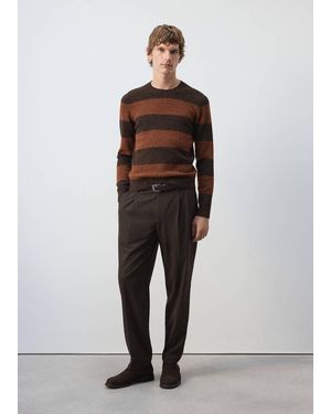 Mango Alpaca Wool-Blend Striped Knit Jumper - Orange