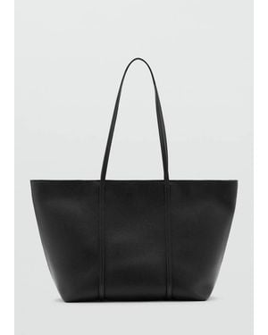 Mango Shopper Bag With Double Handle - Black