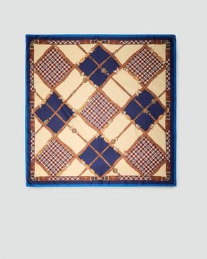 Mango Foulard Imprimé Losanges Bleu