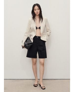 Mango High-Waist Straight-Fit Denim Shorts - Natural