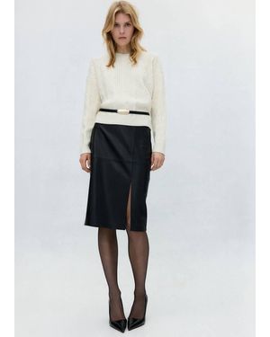 Mango Jersey Tressé Avec Détail De Sequins Vanille - Blanc
