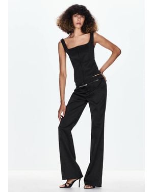 Mango Pantalon Slim Taille Haute Noir - Bleu