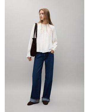 MANGO TEEN Cotton Honeycomb Blouse - Blue