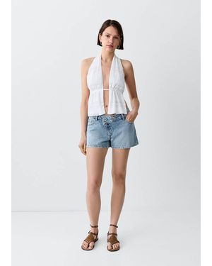 MANGO TEEN Cross-Waist Mini Shorts - Blue
