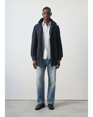Mango Water-Repellent Hooded Parka - Blue
