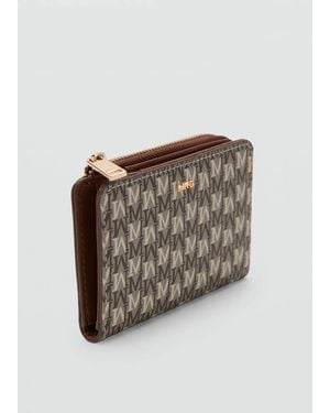 Mango Small Wallet With Logo Print - White