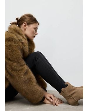 Mango Suede Ankle Boot With Kitten Heel - Brown