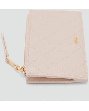 Mango Card Holder With Decorative Stitching - Natural