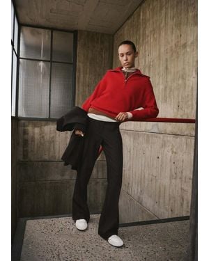 Mango Jumper With Contrasting Zip Collar - Red