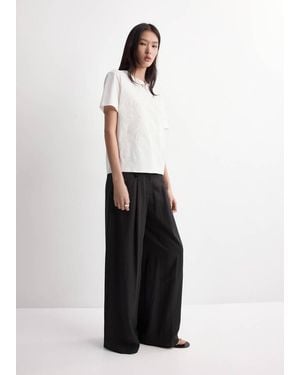 Mango Floral-Embroidered Cotton T-Shirt - White