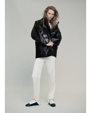 Mango Oversized Faux-Fur Parka With Pockets - Black